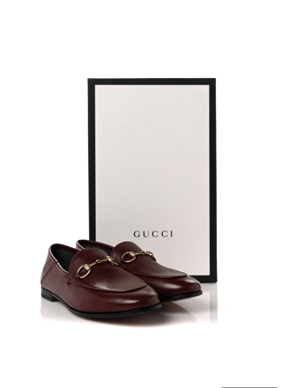 Authentic Gucci Womens Leather Horsebit Loafers in Vintage Bordeaux. Pre-Owned